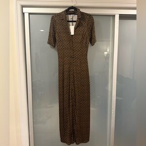 & Other Stories Brown Patterned Midi Dress